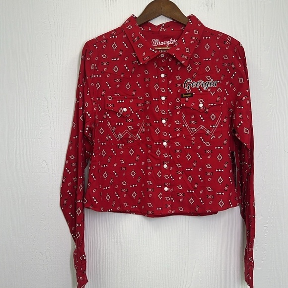Wrangler - NWT UGA Georgia Bulldogs Retro Long Sleeve Snap Button Up Shirt Med - Picture 9 of 14